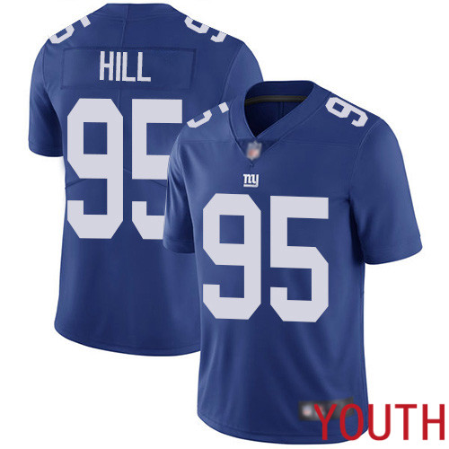 Youth New York Giants 95 B.J. Hill Royal Blue Team Color Vapor Untouchable Limited Player Football NFL Jersey